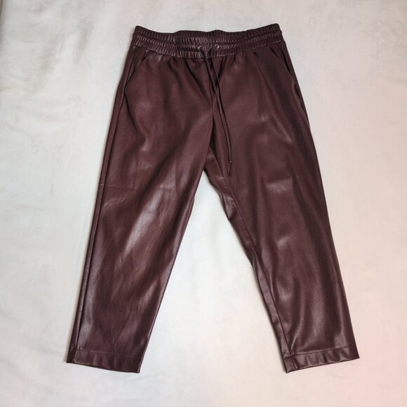 Loft Women's Purple Faux Leather Joggers - Size L - Picture 10 of 10